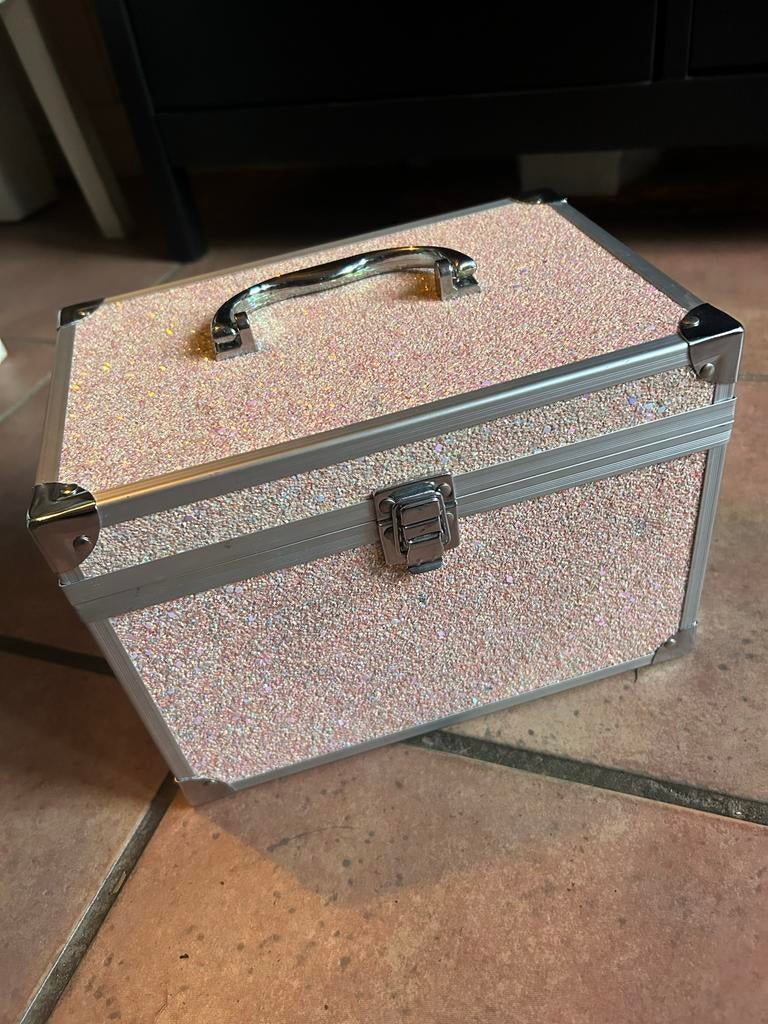Roze glitter make-up koffer, Ophalen of Verzenden, Roze, Hardcase, Zo goed als nieuw