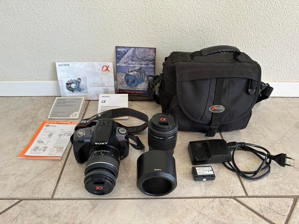 Sony A330 spiegelreflex camera + lenzen 18-55 & 55-200 + tas, Gebruikt, Spiegelreflex, Ophalen of Verzenden, Sony