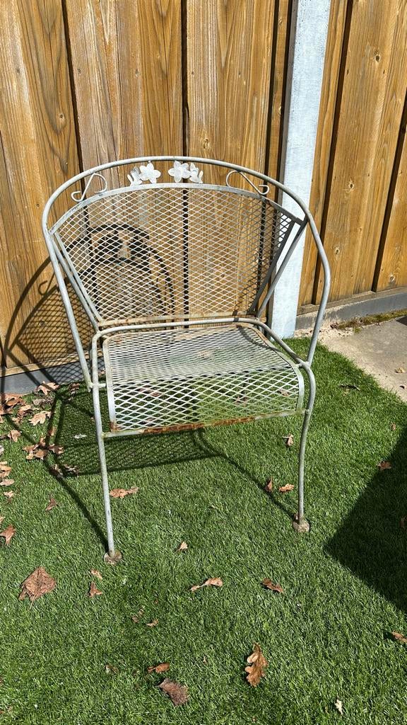 Set van 4 vintage gietijzeren tuinstoelen, Ophalen, Gebruikt, Metaal