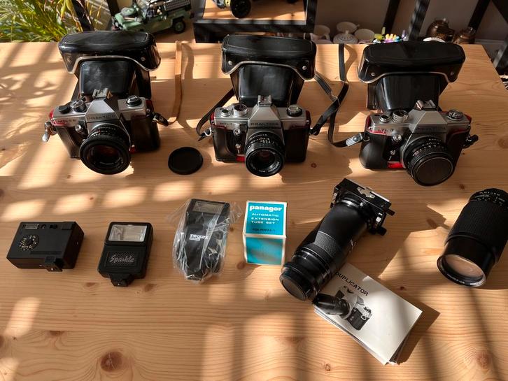 Praktica fotocamera set, Audio, Tv en Foto, Fotocamera's Analoog, Zo goed als nieuw, Spiegelreflex, Overige Merken, Ophalen