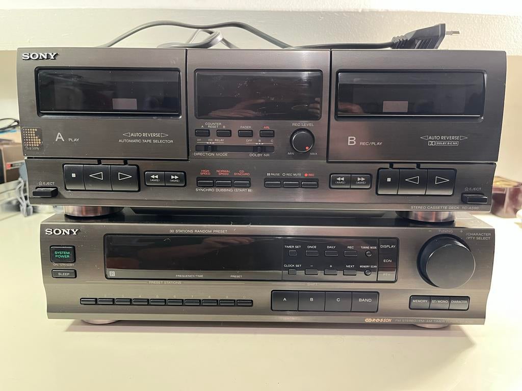 Sony TC-A590 Dubbel Cassettedeck & ST-A790 Tuner, Ophalen of Verzenden, Dubbel, Sony, Auto-reverse