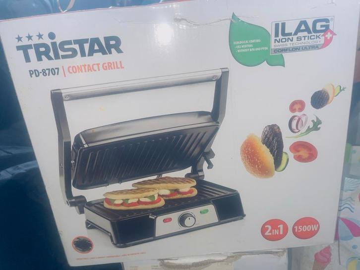 Tristar PD-8707 Contact Grill - 1500W, Witgoed en Apparatuur, Contactgrills, Nieuw, Ophalen