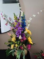 Kleurrijk zijden bloemstuk, 70 cm hoog, Ophalen of Verzenden