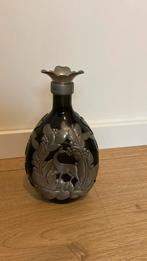 Art Nouveau karaf van groen glas., Ophalen of Verzenden