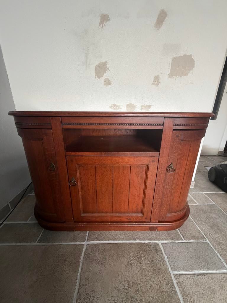 Houten tv meubel met deurtjes, Ophalen, Gebruikt, 100 tot 150 cm, Minder dan 100 cm