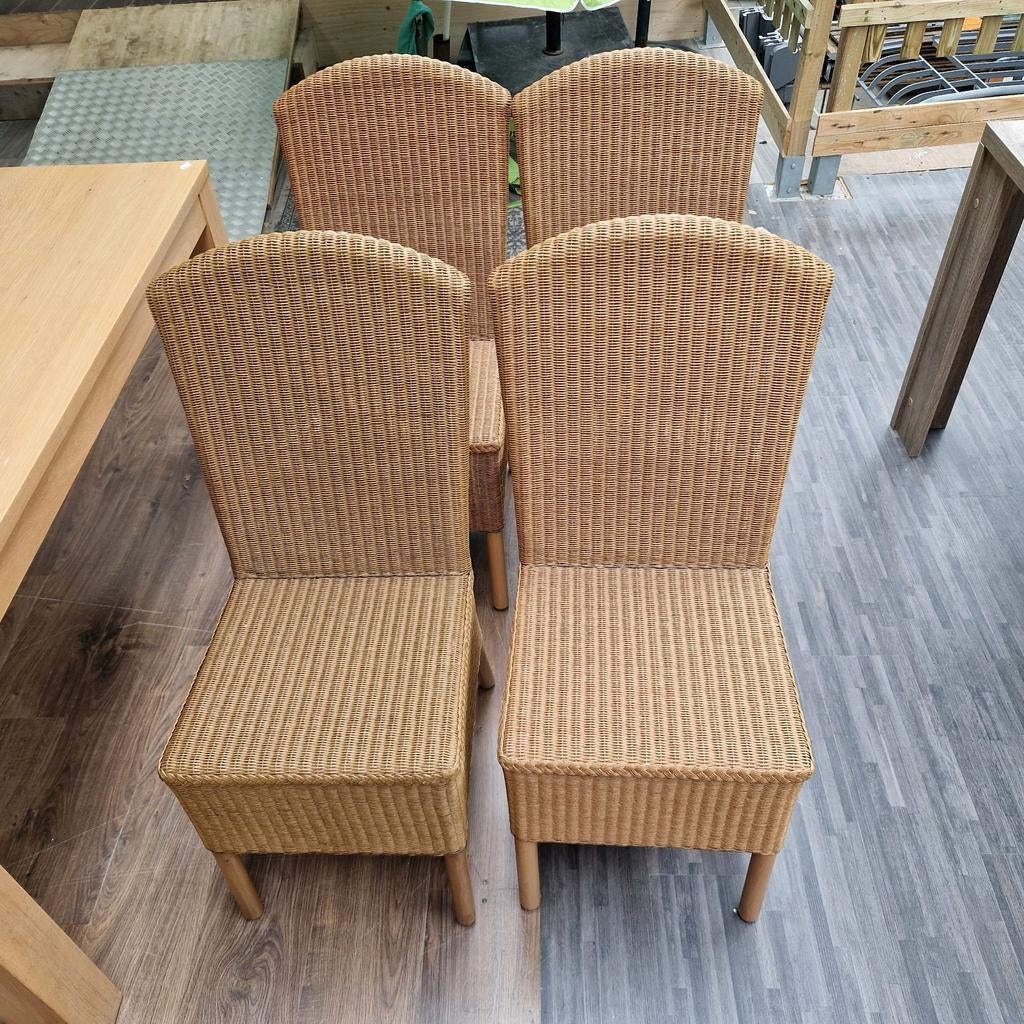Set van 4 rieten stoelen van firma Loom, Ophalen, Gebruikt, Bruin, Onbekend