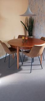 Lubke design uitschuifbare ronde eettafel vintage., Gebruikt, Rond, Ophalen of Verzenden, Vijf personen of meer