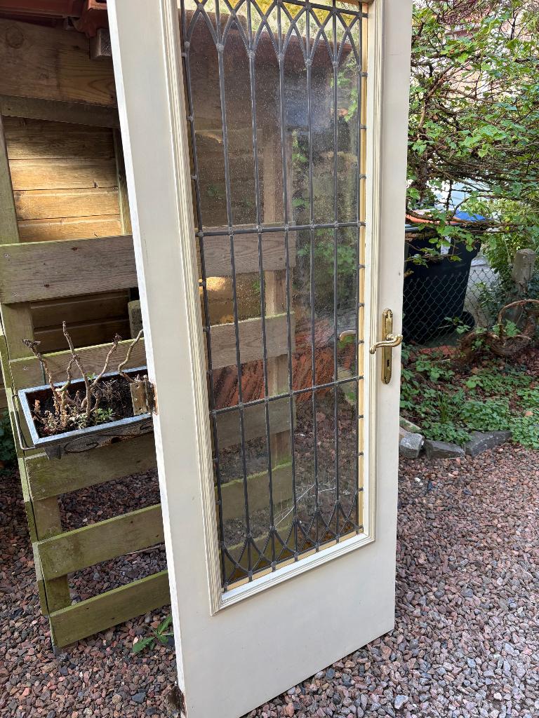 Deur met glas en lood, Doe-het-zelf en Verbouw, Deuren en Horren, Ophalen, Gebruikt, Binnendeur, Glas