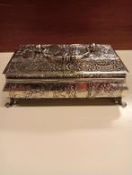 Antieke Zilveren lepeldoos met Gedetailleerde Graveringen, Antiek en Kunst, Ophalen of Verzenden, Zilver