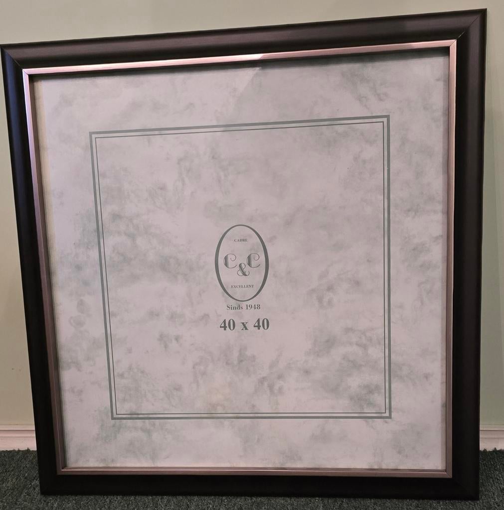 Zwarte fotolijst met passe-partout 40x40, Ophalen of Verzenden