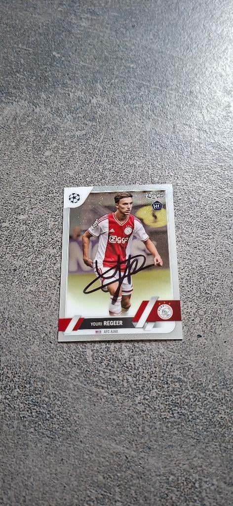 Topps trading card met handtekening; Youri Regeer # Ajax, Verzamelen, Ophalen of Verzenden, Nieuw, Ajax, Spelerskaart