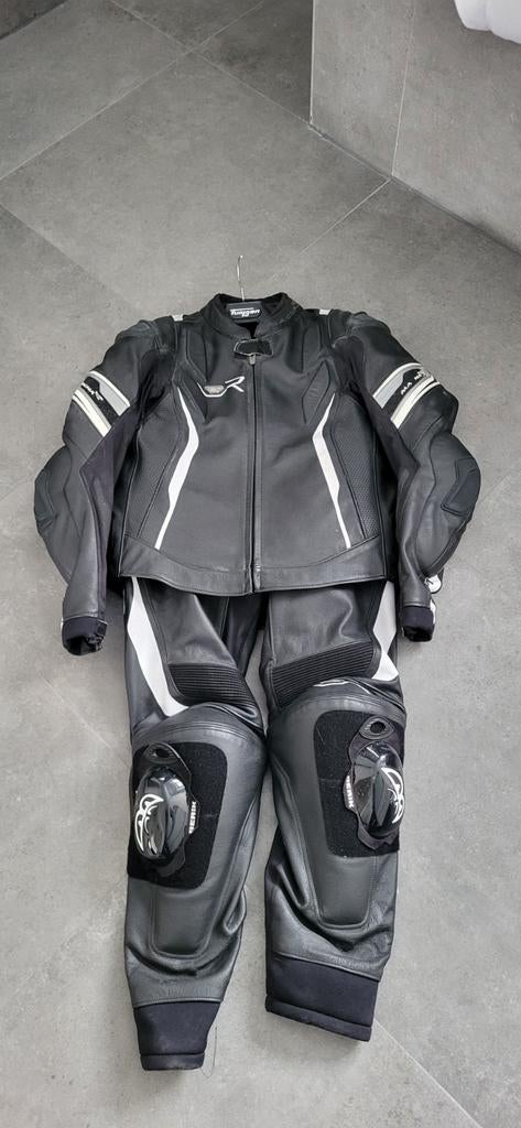 Macna leren motorpak (jas maat 52, broek maat 54), Ophalen, Heren, Combipak, Tweedehands