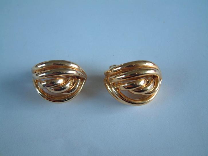 keurige vintage oorbellen clips, Sieraden, Tassen en Uiterlijk, Oorbellen, Zo goed als nieuw, Overige materialen, Goud, Ophalen of Verzenden