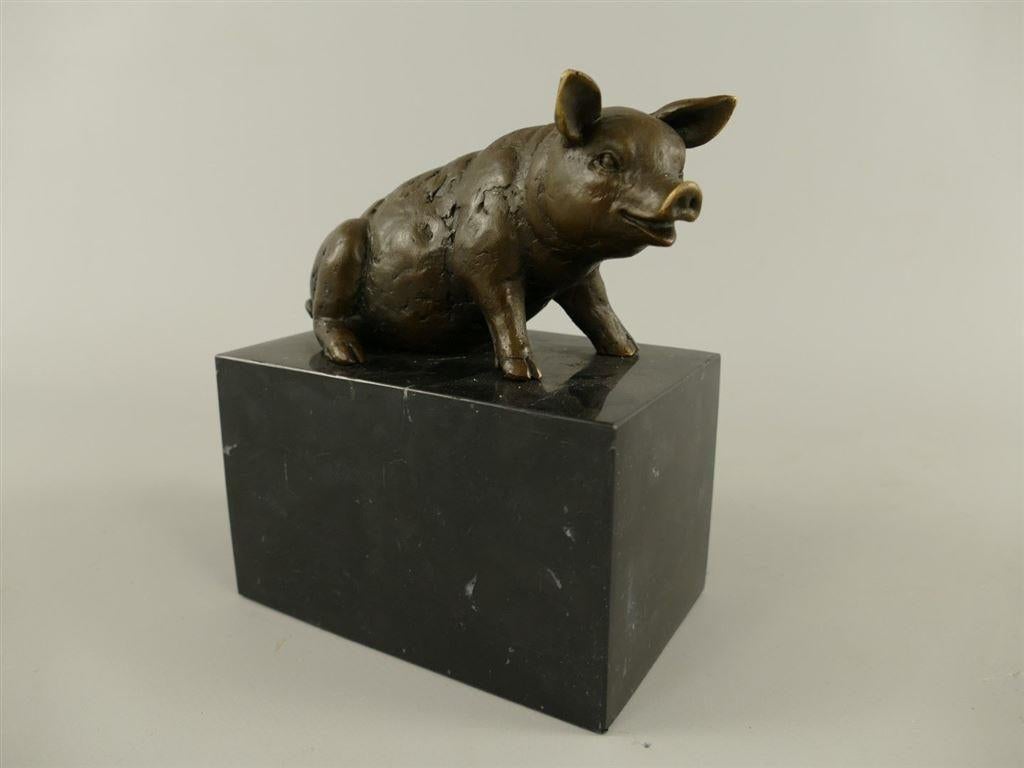 Brons beeldje van een varken , varken, Antiek en Kunst, Ophalen of Verzenden