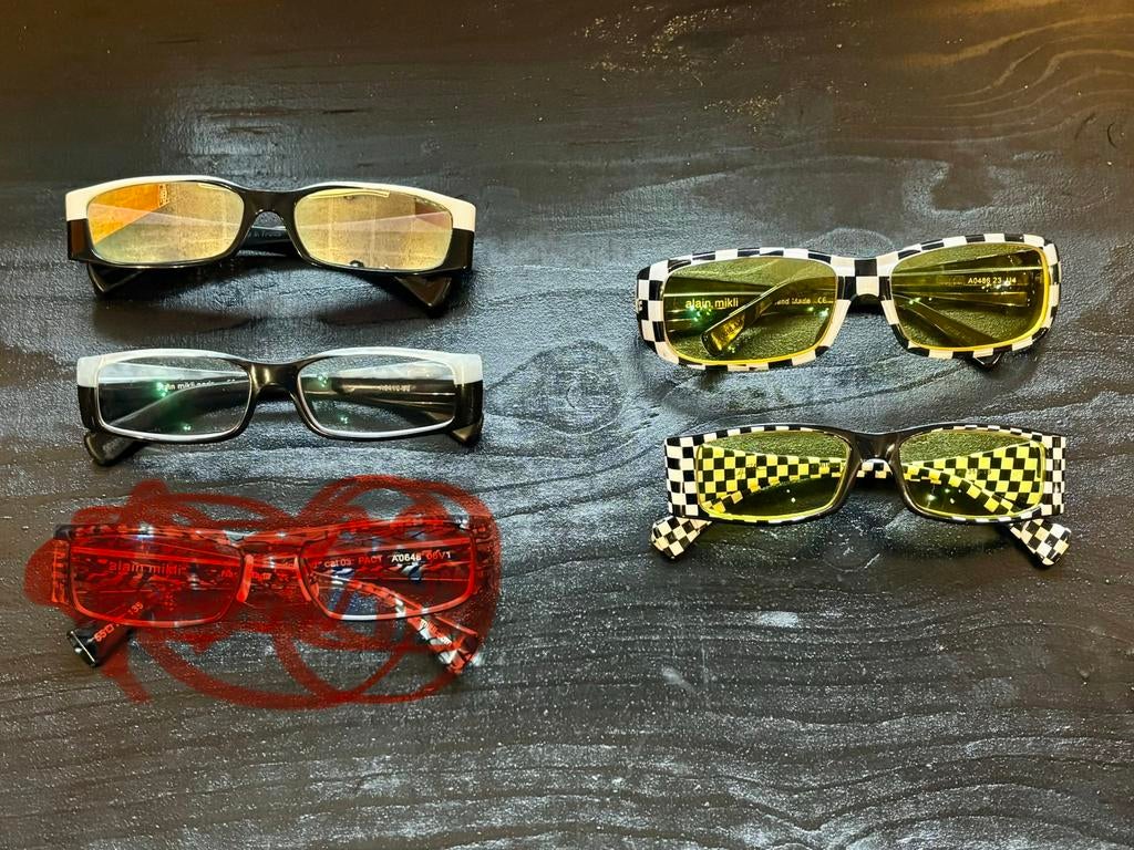 4x Alain Mikli designer monturen, incl. 2x Checkerboard LE, Overige merken, Zwart, Ophalen of Verzenden, Zo goed als nieuw