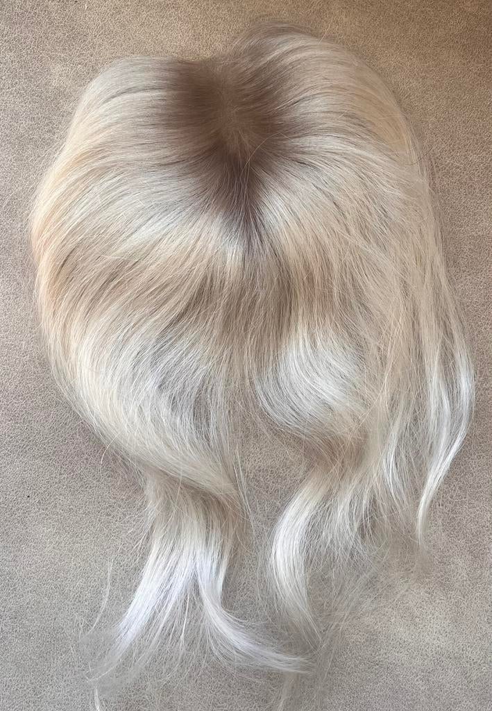 Echt haar platinum blond haarwerk topper 35 cm, Ophalen of Verzenden, Nieuw, Pruik of Haarverlenging