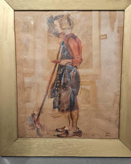 Schilderij Isaac Israels (1865-1934) olieverf op papier, Antiek en Kunst, Kunst | Schilderijen | Klassiek, Ophalen of Verzenden