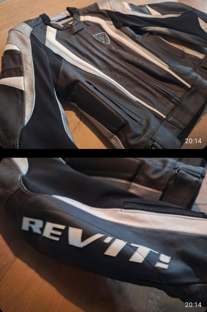 ZGAN 2-delig leren motorpak REV'IT! Mt. 52-54 +laarzen, Motoren, Kleding | Motorkleding, Combipak, Heren, Tweedehands, Ophalen of Verzenden