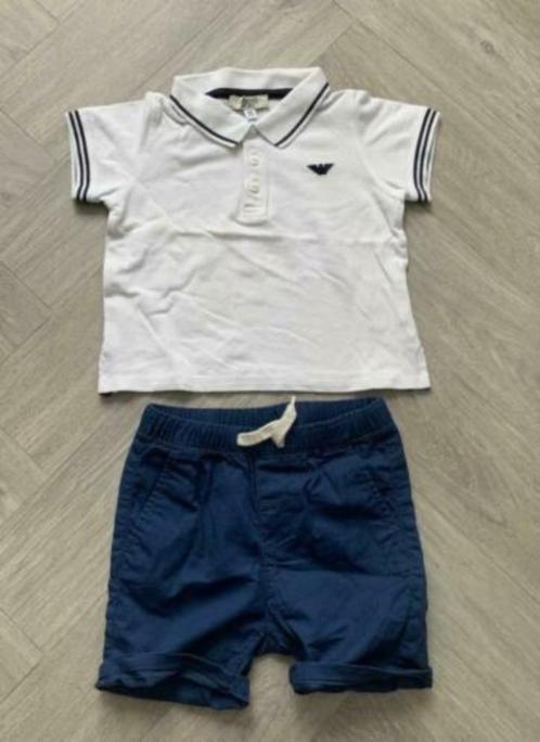 Blauwe short met Originele ARMANI Polo, maat 68, Kinderen en Baby's, Babykleding | Maat 68, Zo goed als nieuw, Jongetje, Setje