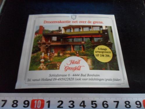 sticker Duitsland Hotel Grossfeld  Bad Bentheim  XC036, Verzamelen, Stickers, Zo goed als nieuw, Bedrijf of Vereniging, Ophalen