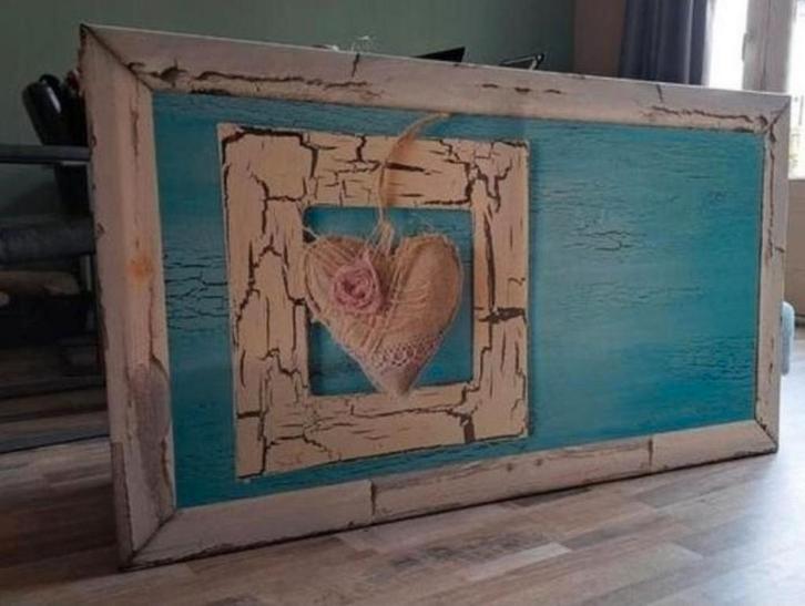 Tuin canvasdoek  met hart op houten frame, Tuin en Terras, Tuinwanddecoratie, Zo goed als nieuw, Ophalen