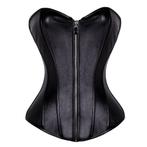 Dames zwart korset met rits corset lak sexy leren, Verzenden, Zwart, Body of Korset