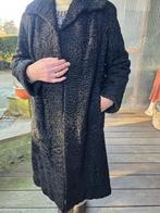 Bontmantel in Astrakan, lang zwart, maat ong.44, Kleding | Dames, Jassen | Winter, Ophalen of Verzenden, Zo goed als nieuw, Maat 42/44 (L)