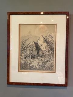 Toon de Jong - Oud-Vlieland Ets, 1930, Antiek en Kunst, Kunst | Etsen en Gravures, Ophalen of Verzenden