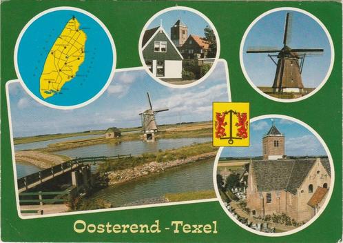 OOSTEREND TEXEL Landkaart Molen Polder Kerk, Verzamelen, Ansichtkaarten | Nederland, Gelopen, Waddeneilanden, 1980 tot heden, Verzenden