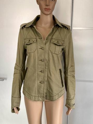 J179 Denham mt. XS=34 apart spijkerjasje jasje jeans o-groen beschikbaar voor biedingen
