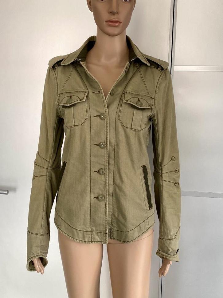 J179 Denham mt. XS=34 apart spijkerjasje jasje jeans o-groen, Kleding | Dames, Jasjes, Kostuums en Pakken, Zo goed als nieuw, Jasje