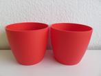 2 Elho brussels rond mini rode bloempotten d 9,5 cm, Tuin en Terras, Bloempotten, Kunststof, Rond, Binnen, Ophalen of Verzenden