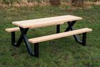 Douglas picknicktafel met stalen x frame, Nieuw, Rechthoekig, Ophalen of Verzenden, Hout