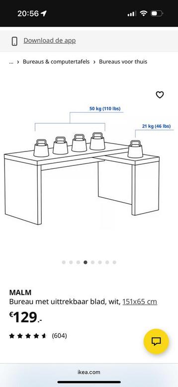 IKEA bureau MALM - swipe voor volledig bureau foto - afbeelding 7