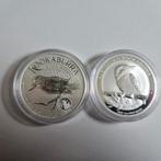 2 zilveren Kookaburra munten, Ophalen of Verzenden, Zilver