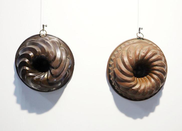 Twee antieke koperen tulbanden, puddingvormen, Antiek en Kunst, Antiek | Koper en Brons, Koper, Ophalen of Verzenden