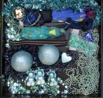 Doos Vol Kerst Knutsel Materiaal Turquoise Turkoois en Blauw, Diversen, Kerst, Ophalen of Verzenden, Zo goed als nieuw