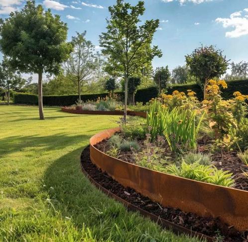 Cortenstaal Borderranden kantopsluiting, Tuin en Terras, Bloembakken en Plantenbakken, Nieuw, Metaal, Tuin, 100 cm of meer, Overige vormen