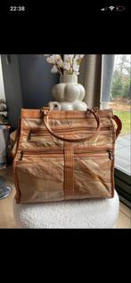 Vintage leren patchwork tas, Ophalen of Verzenden, Gebruikt, Bruin, Handtas