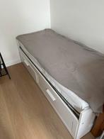 Ikea Brimnes logeerbed met lades - 80x200 cm, Ophalen, Verstelbaar, Eenpersoons, Wit