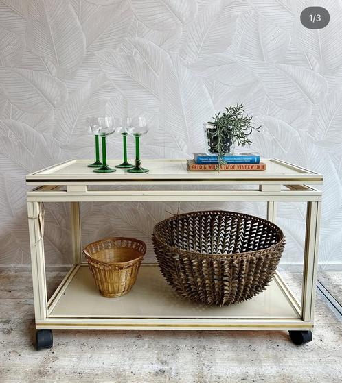 Vintage trolley / salontafel van Pierre Vandel Paris, Huis en Inrichting, Tafels | Salontafels, Zo goed als nieuw, Minder dan 50 cm