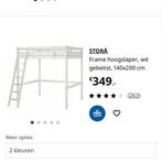 Bed hoogslaper wit IKEA stora 140x200 inclusief matras, Ophalen, Wit, Tweepersoons, 140 cm