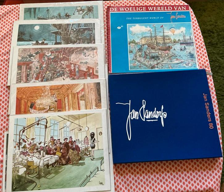 Jan Sanders - Prenten, Boek 'Woelige Wereld', Jubileumboek, Boeken, Humor, Ophalen of Verzenden