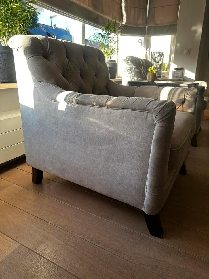 Mooie gecapituleerde (landelijke) stoel, Huis en Inrichting, Fauteuils, Gebruikt, Hout, Stof, 75 tot 100 cm, 75 tot 100 cm, Ophalen