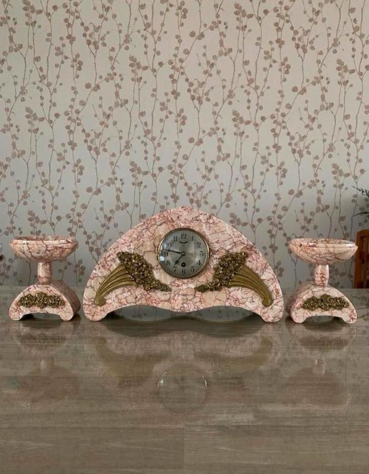 Prachtige Sfeervolle Art-Deco Pendule Set., Antiek en Kunst, Antiek | Klokken, Ophalen
