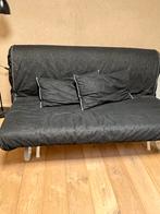 Zwarte slaapbank met kussens, Huis en Inrichting, Banken | Sofa's en Chaises Longues, Ophalen, 150 tot 200 cm, Tweepersoons, 75 tot 100 cm