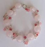 Handgemaakte armband met roze glaskralen (192), Overige materialen, Nieuw, Ophalen of Verzenden, Roze