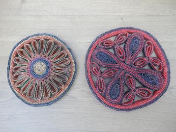 2 Retro pannen onderzetters pannenonderzetters van raffia beschikbaar voor biedingen