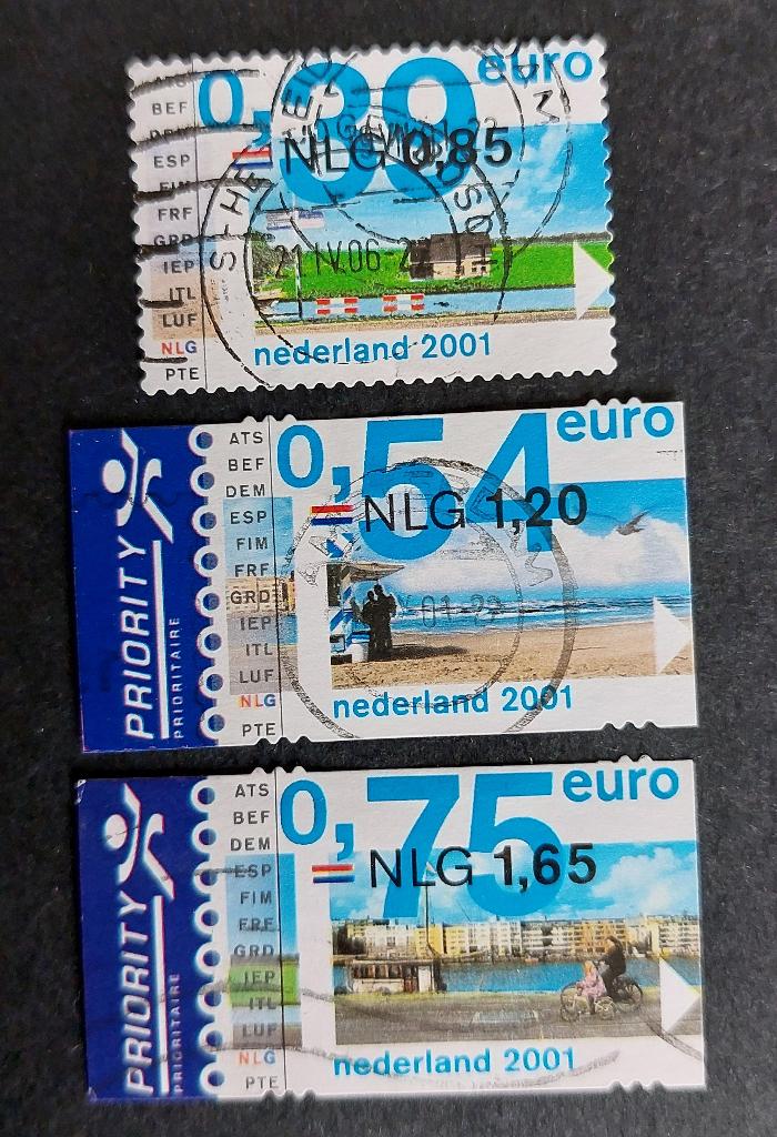 nvph 1991 - 1993 gestempeld Eurozegels in dubbele waarde, Postzegels en Munten, Postzegels | Nederland, Verzenden, Na 1940, Gestempeld