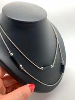 V826 Prachtige zilveren ketting met onyx, Ophalen of Verzenden, Zilver, Ketting, Met edelsteen